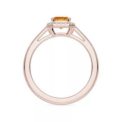 Emerald Citrine Lab Diamond Halo Ring