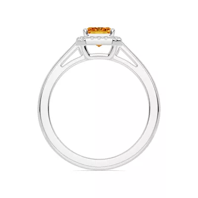Emerald Citrine Lab Diamond Halo Ring