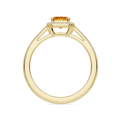 Emerald Citrine Lab Diamond Halo Ring