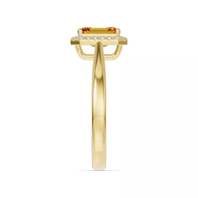 Emerald Citrine Lab Diamond Halo Ring