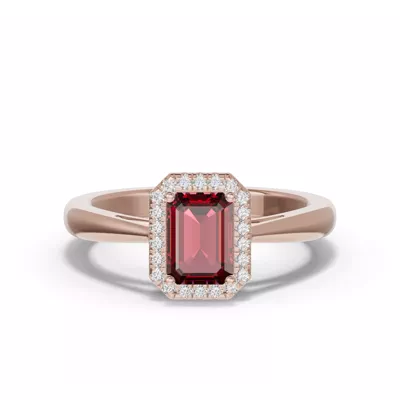 Emerald Garnet Lab Diamond Halo Ring