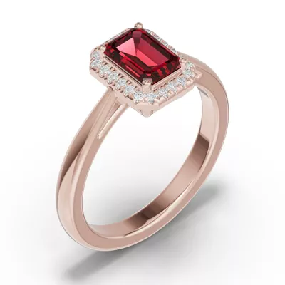 Emerald Garnet Lab Diamond Halo Ring