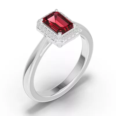 Emerald Garnet Lab Diamond Halo Ring
