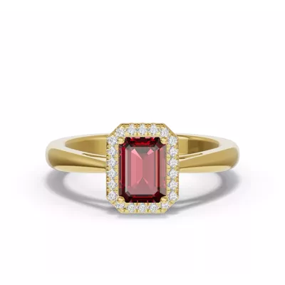 Emerald Garnet Lab Diamond Halo Ring