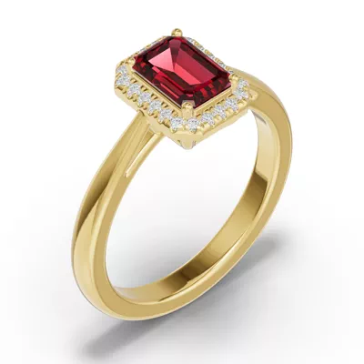 Emerald Garnet Lab Diamond Halo Ring
