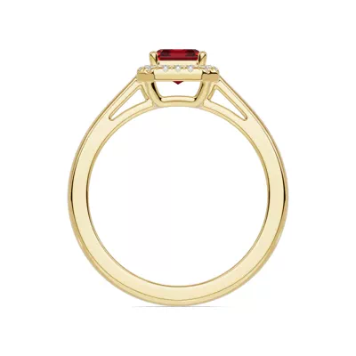 Emerald Garnet Lab Diamond Halo Ring