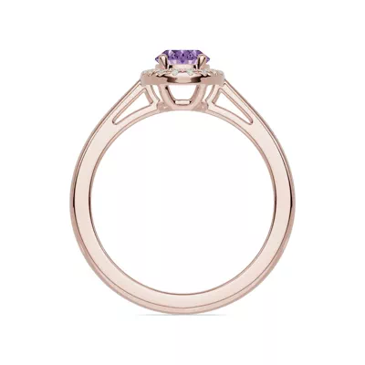 Oval Amethyst Lab Diamond Halo Ring