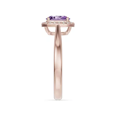 Oval Amethyst Lab Diamond Halo Ring