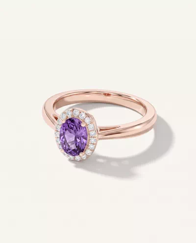 Oval Amethyst Lab Diamond Halo Ring