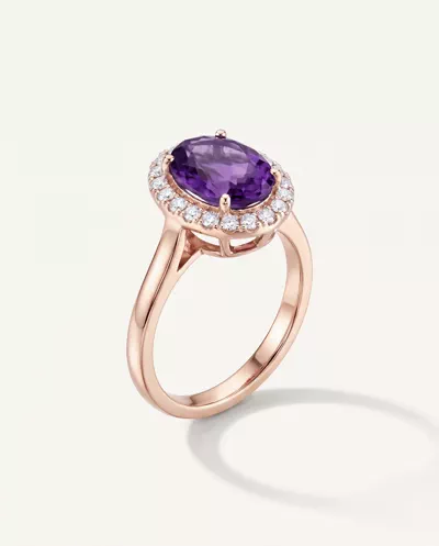 Oval Amethyst Lab Diamond Halo Ring