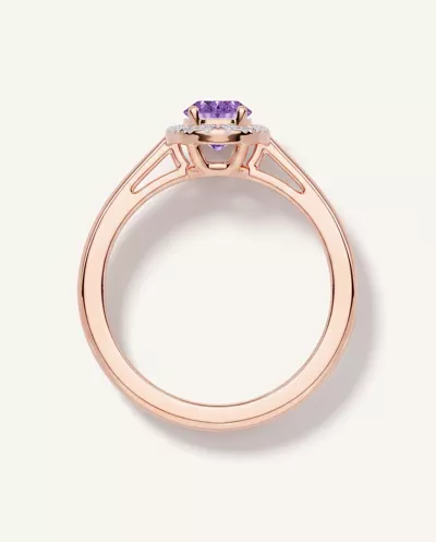 Oval Amethyst Lab Diamond Halo Ring