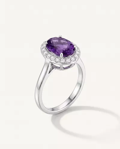 Oval Amethyst Lab Diamond Halo Ring