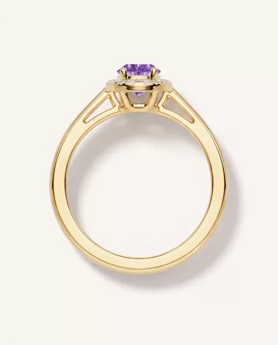 Oval Amethyst Lab Diamond Halo Ring