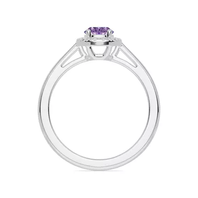 Oval Amethyst Lab Diamond Halo Ring