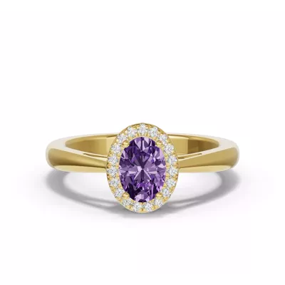 Oval Amethyst Lab Diamond Halo Ring
