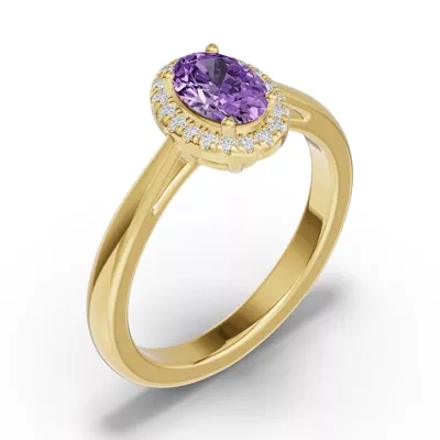 Oval Amethyst Lab Diamond Halo Ring