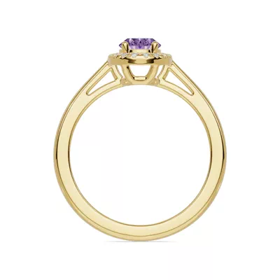 Oval Amethyst Lab Diamond Halo Ring