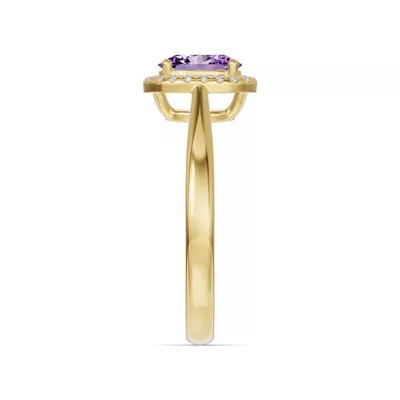 Oval Amethyst Lab Diamond Halo Ring