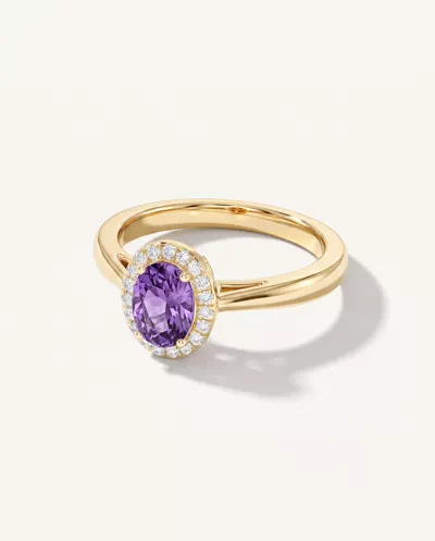 Oval Amethyst Lab Diamond Halo Ring