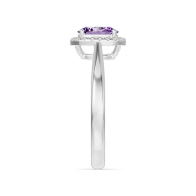 Oval Amethyst Lab Diamond Halo Ring