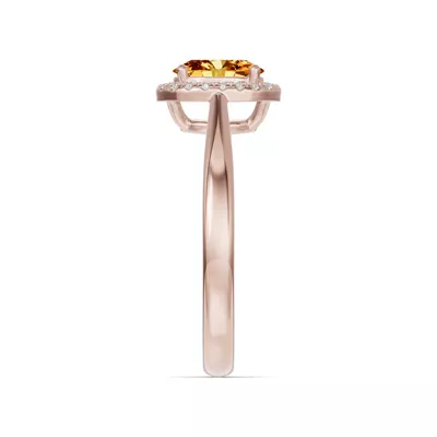 Oval Citrine Lab Diamond Halo Ring