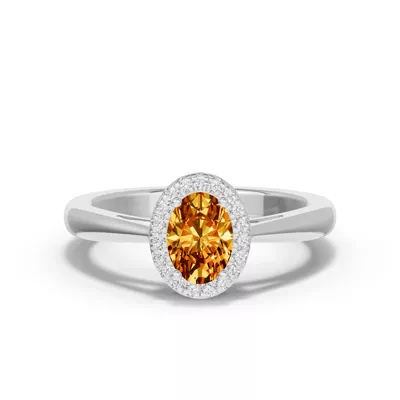 Oval Citrine Lab Diamond Halo Ring