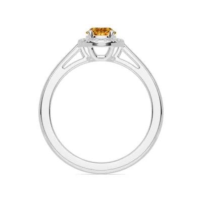 Oval Citrine Lab Diamond Halo Ring