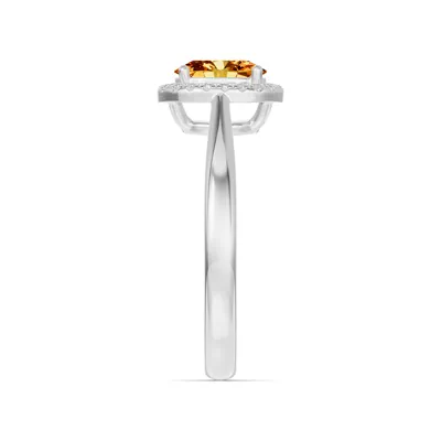 Oval Citrine Lab Diamond Halo Ring
