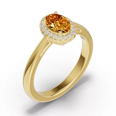 Oval Citrine Lab Diamond Halo Ring