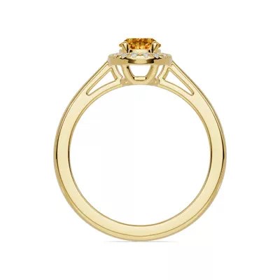 Oval Citrine Lab Diamond Halo Ring