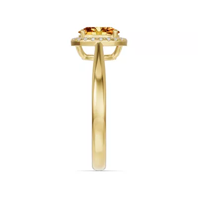 Oval Citrine Lab Diamond Halo Ring