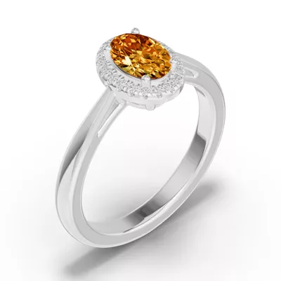 Oval Citrine Lab Diamond Halo Ring
