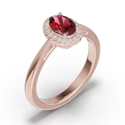 Oval Garnet Lab Diamond Halo Ring