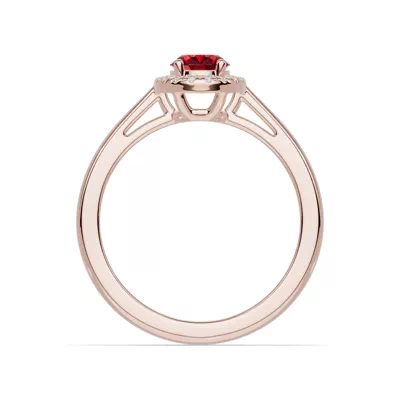 Oval Garnet Lab Diamond Halo Ring