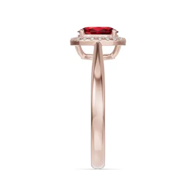 Oval Garnet Lab Diamond Halo Ring
