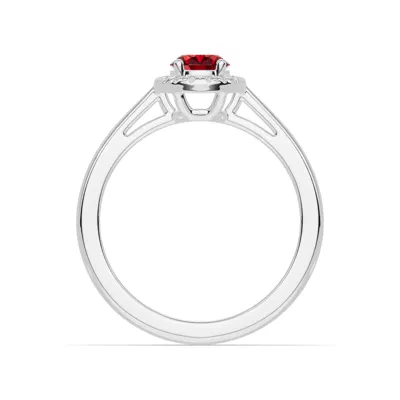 Oval Garnet Lab Diamond Halo Ring