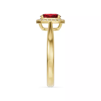 Oval Garnet Lab Diamond Halo Ring