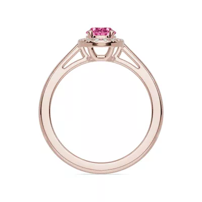 Oval Pink Tourmaline Lab Diamond Halo Ring