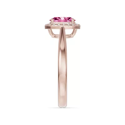 Oval Pink Tourmaline Lab Diamond Halo Ring