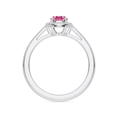 Oval Pink Tourmaline Lab Diamond Halo Ring