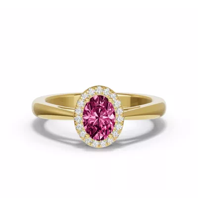 Oval Pink Tourmaline Lab Diamond Halo Ring