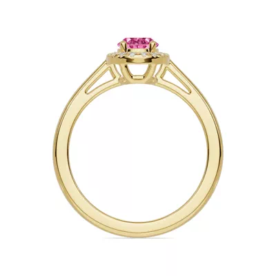 Oval Pink Tourmaline Lab Diamond Halo Ring