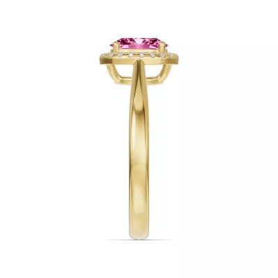 Oval Pink Tourmaline Lab Diamond Halo Ring