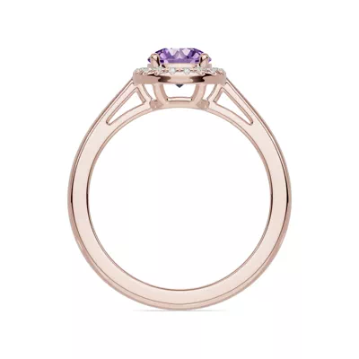 Round Amethyst Lab Diamond Halo Ring