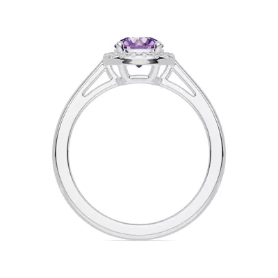 Round Amethyst Lab Diamond Halo Ring