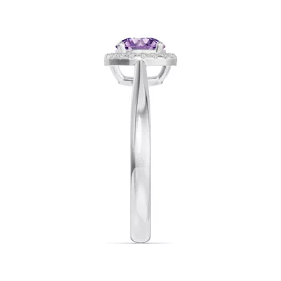 Round Amethyst Lab Diamond Halo Ring