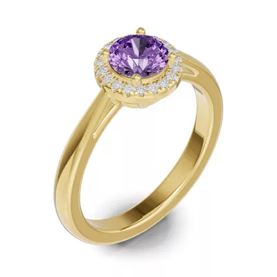 Round Amethyst Lab Diamond Halo Ring