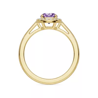 Round Amethyst Lab Diamond Halo Ring