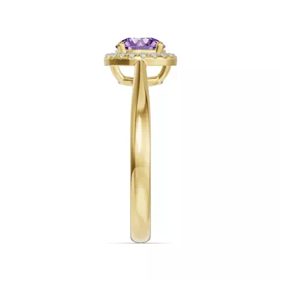 Round Amethyst Lab Diamond Halo Ring