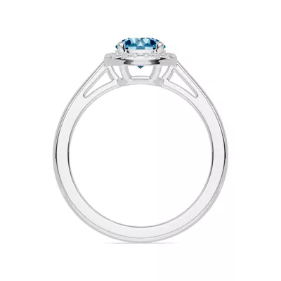 Round Blue Topaz Lab Diamond Halo Ring